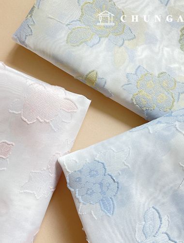 Chiffon Poly Burnout Flower Patterns Fabric, 3 Summer Flowers, 9480