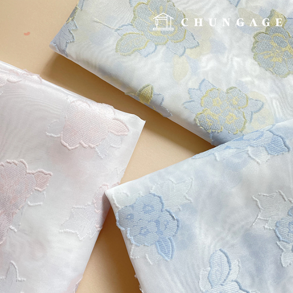 Chiffon Poly Burnout Flower Patterns Fabric, 3 Summer Flowers, 9480