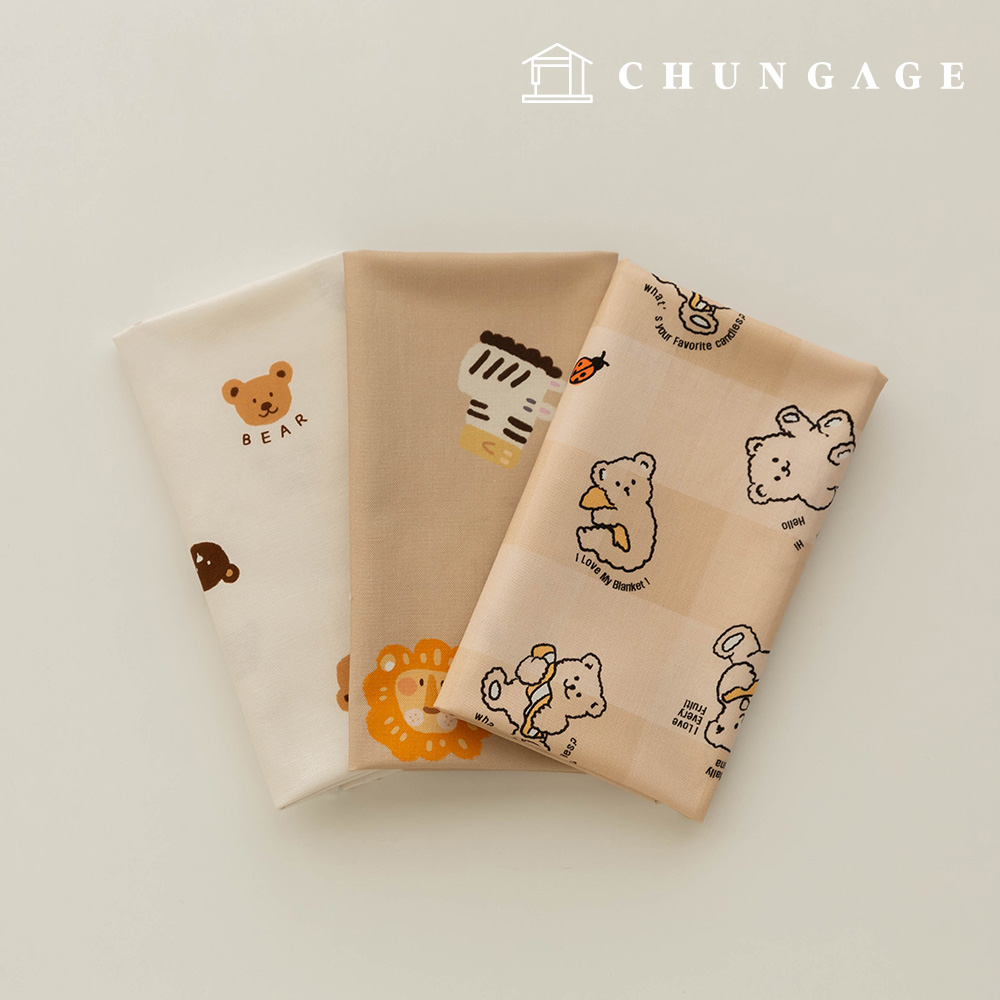 Fabric Package: Teddy Bear Scrap Fabric Check Fabric Doll Puppy Clothes Making 3 Types 277