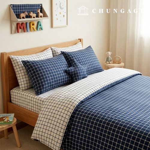 Oxford fabric Navy basic check