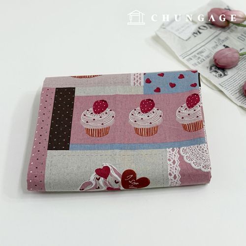 Linen Fabric 11 Count Double-Sided Fruit Fabric Wide Width Sweet Cupcake