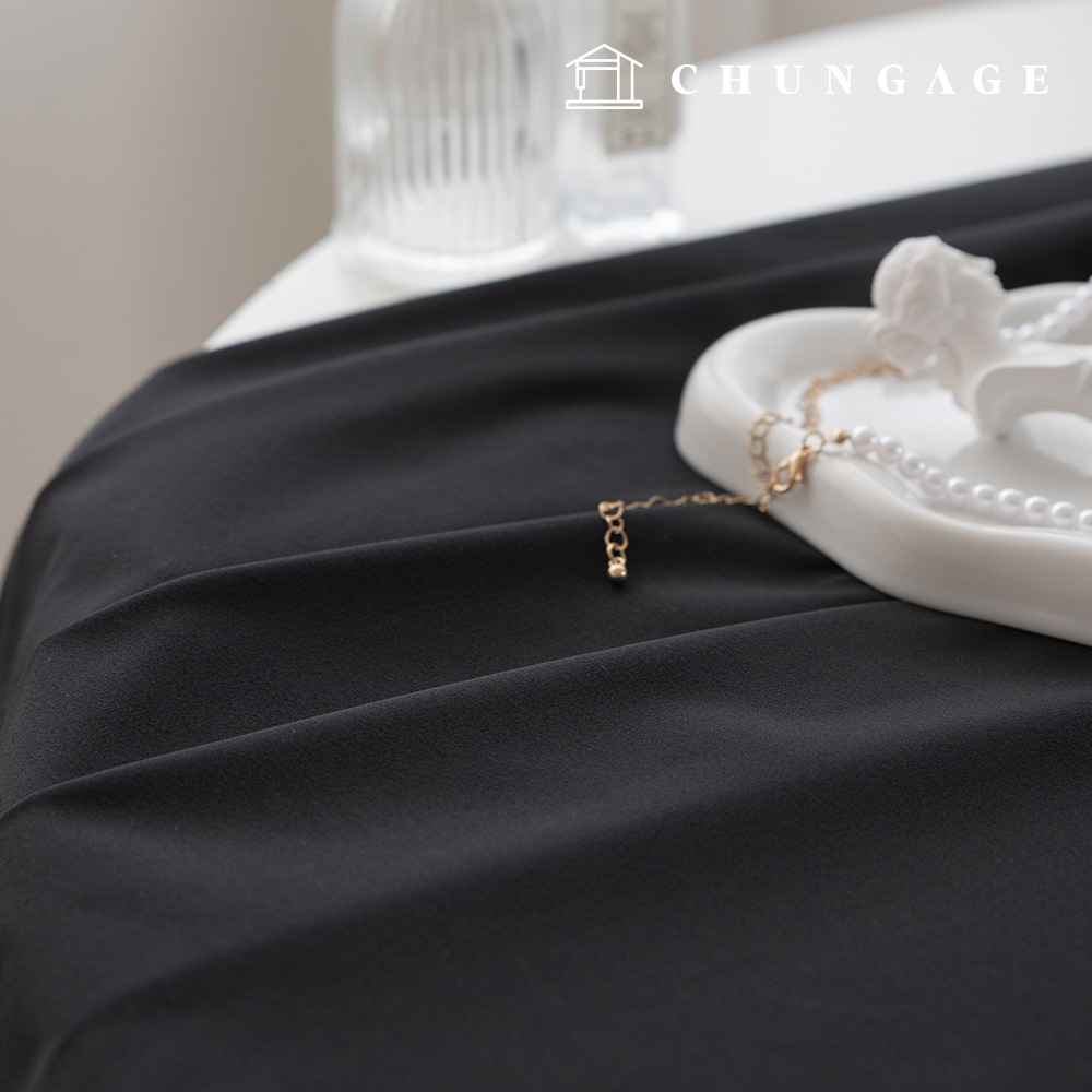 Polyester four-way stretch plain fabric mono black