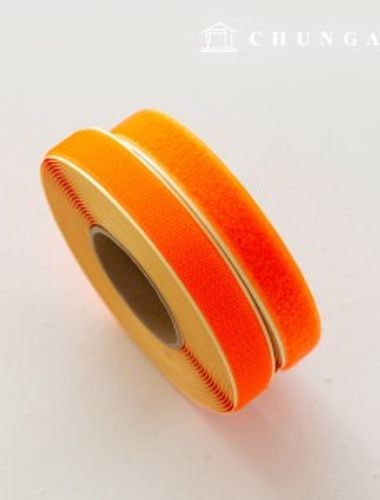 Velcro Hook and Loop 10 Roll Set Double Sided Hook and Loop Tape Adhesive 25mm Fluorescent Orange