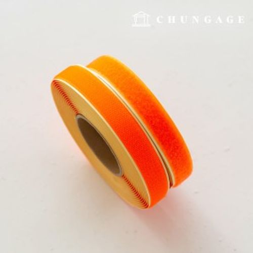 Velcro Hook and Loop 10 Roll Set Double Sided Hook and Loop Tape Adhesive 25mm Fluorescent Orange