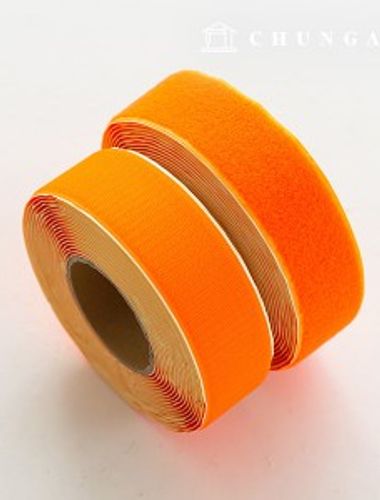 Velcro Hook and Loop 10 Roll Set Double Sided Hook and Loop Tape Adhesive 50mm Fluorescent Orange