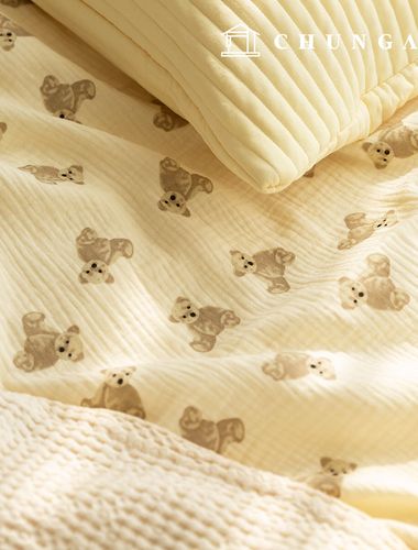 Yoru double gauze fabric cotton non-fluorescent biowashing fabric bear fabric olive bear