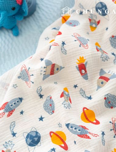 Yoru double gauze fabric cotton non-fluorescent biowashing fabric universe