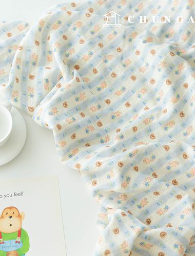 Yoru double gauze fabric cotton non-fluorescent biowashed fabric stripe bare