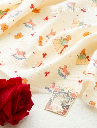 Yoru double gauze fabric cotton non-fluorescent biowashing fabric princess and unicorn