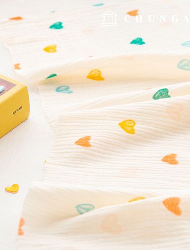 Yoru double gauze fabric cotton non-fluorescent biowashing fabric heart popping