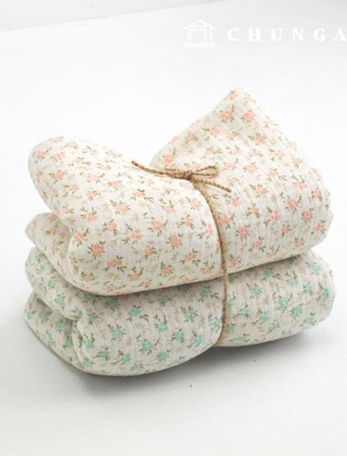 Yoru double gauze fabric cotton non-fluorescent bio washed fabric floral pattern fabric wide width 2 types of grass flowers