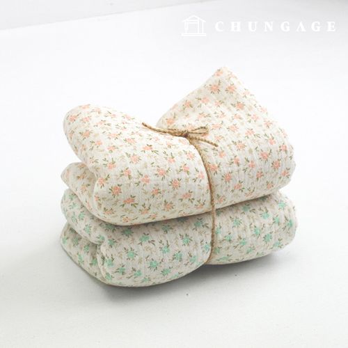 Yoru double gauze fabric cotton non-fluorescent bio washed fabric floral pattern fabric wide width 2 types of grass flowers