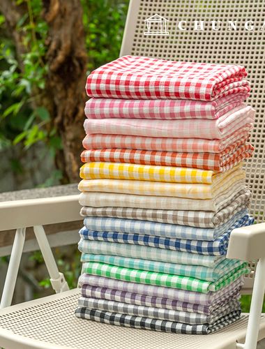 Yoru Double Gauze Fabric 1cm Check Fabric Wide Width Cotton Washing Fabric Non-fluorescent Simple Check 18 Types