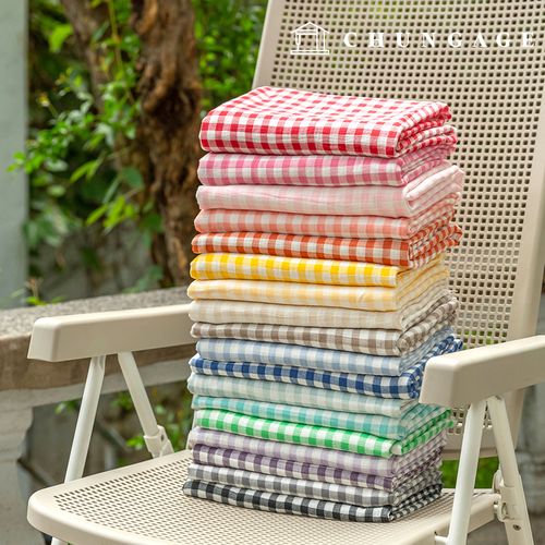 Yoru Double Gauze Fabric 1cm Check Fabric Wide Width Cotton Washing Fabric Non-fluorescent Simple Check 18 Types