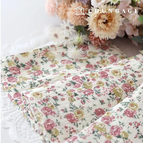 Yoru Double Gauze Fabric Cotton Flower Pattern Flower Fabric Logi Vintage Flower