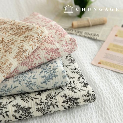 Yoru double gauze fabric cotton non-fluorescent bio-washing floral fabric toile leaf 4 types