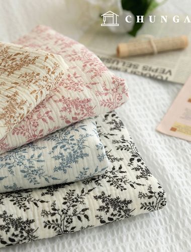 Yoru double gauze fabric cotton non-fluorescent bio-washing floral fabric toile leaf 4 types