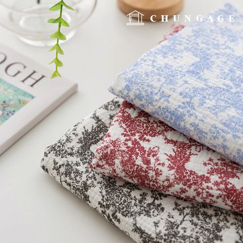 Yoru double gauze fabric cotton non-fluorescent bio-washing floral fabric towel landscape painting 3 types