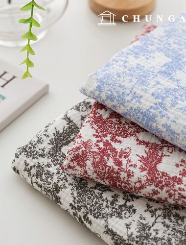 Yoru double gauze fabric cotton non-fluorescent bio-washing floral fabric towel landscape painting 3 types