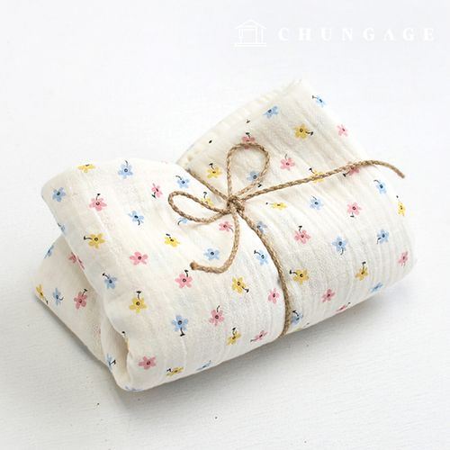 Double Gauze Fabric Cotton Wide Width Flower Fabric Daisy