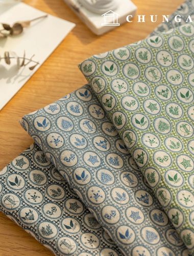 Linen fabric, cotton linen, check leaf fabric, wide width, 11 count, 3 types of risotto