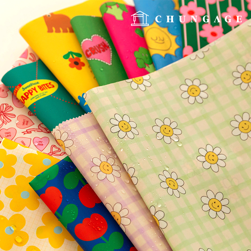 Waterproof Cloth DTP Waterproof Fabric Wide Width Daisy Floral Fabric Happy Check Apple Green W100