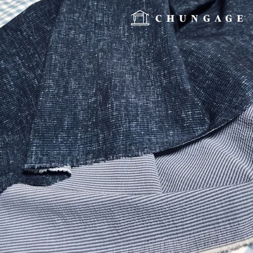 Polyester Span Seersucker Chime Heather Navy