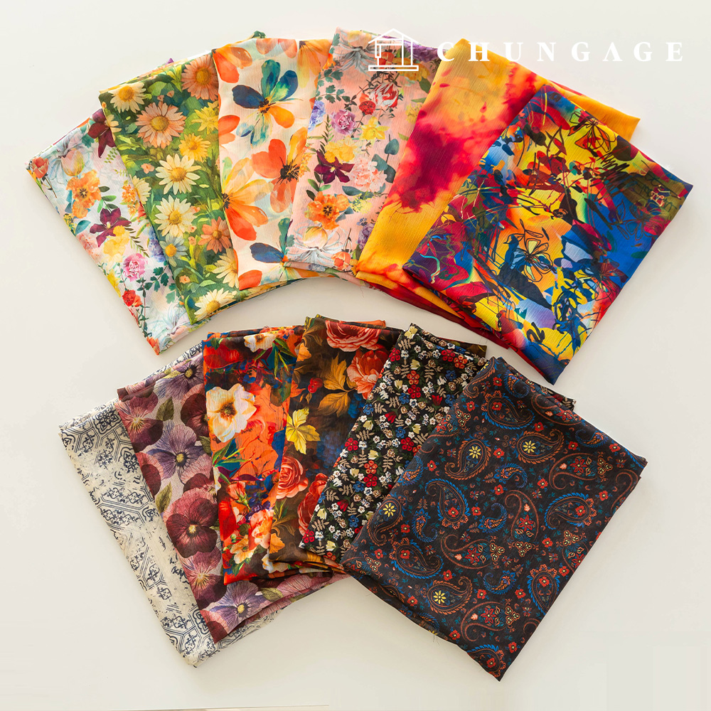 Chiffon Fabric DTP Floral Pattern Wide Width Chiffon Poly Fabric Florin 12 Types