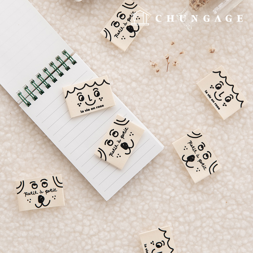 Cotton Double-fold Labels Puppy & Boy 2 Types 5-Pack