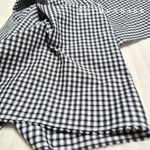Polyester Nylon Span Water-resistant Check Fabric Black Square 1cm
