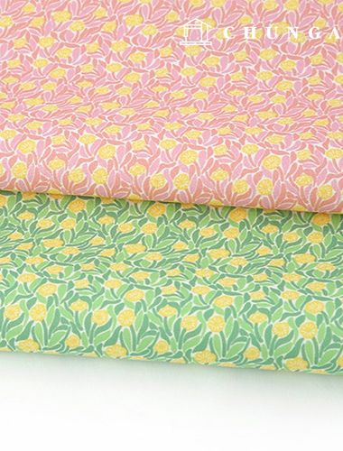 Eco-friendly antibacterial and anti-flammable fabric E-DTP cotton 20 count Yellow & Leaf 2 types