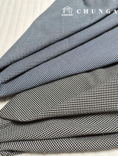 Zizimi fabric, Nylon, Span, Seersucker, NC fabric, 30 count Check Fabric, Black, Navy (2 types)