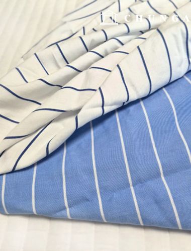 Cotton Fabric Washing Wide Width 40 count Stripe 3cm White Blue 2 Types