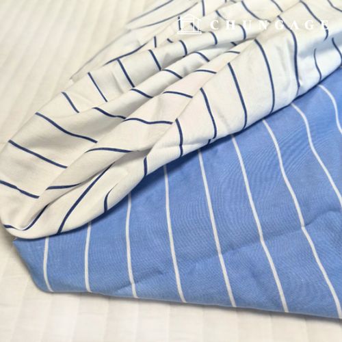 Cotton Fabric Washing Wide Width 40 count Stripe 3cm White Blue 2 Types