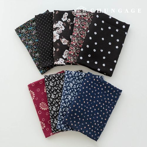 Gauze fabric, Yoru cotton, floral pattern, Flower Wide Width Fabric, Vesper 9 types