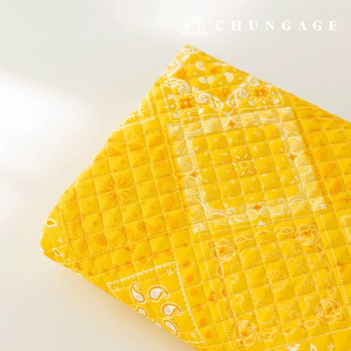 Quilted Fabric cotton 20 count DTP Vintage Paisley Quilted Fabric Paisley Yellow