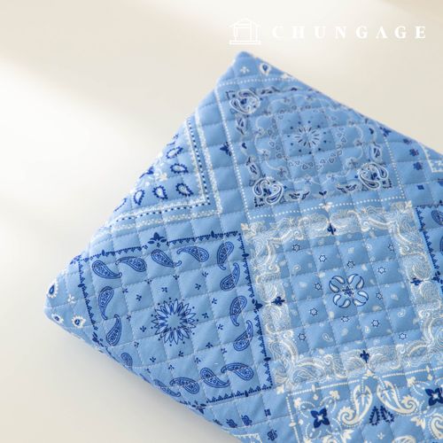 Quilted Fabric cotton 20 count DTP Vintage Paisley Quilted Fabric Paisley Blue