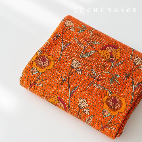 Canvas fabric cotton 10 count floral pattern Flower Wide Width Fabric Vintage Orange Garden