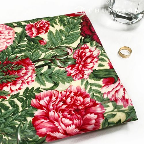Waterproof Cloth Floral Pattern Flower Laminate Waterproof Fabric 20 Count Carnation 3005
