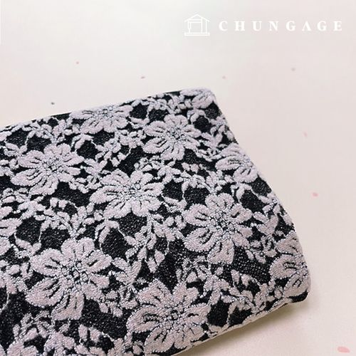 Cotton blend napping lace fabric embroidery Raschel Span Flower Fabric Dark Flower 5455