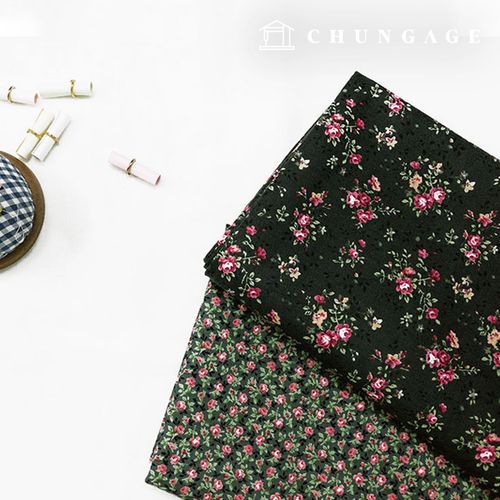 Cotton Floral Patterns Fabric 20 Count Imported Style Rose Day Black 2 Types 2054