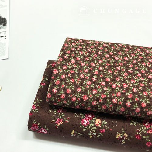 Cotton Floral Patterns Fabric 20 Count Imported Style Rose Day Brown 2 Types 2058