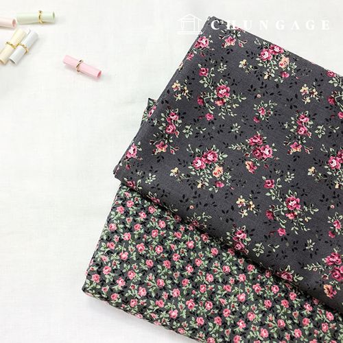 Cotton Floral Patterns Fabric 20 Count Imported Style Rose Day Gray 2 Types 2051