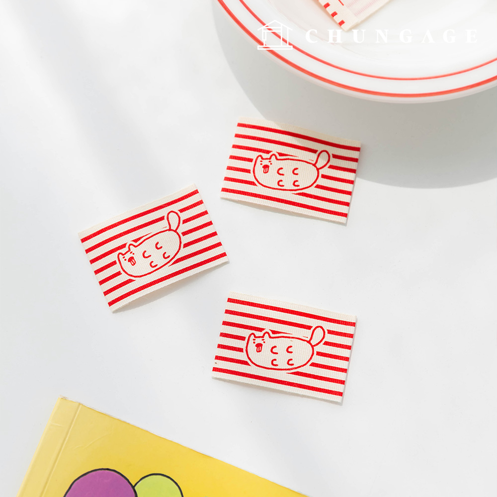 Double-sided Cotton Label Stripe Cat 5-Pack