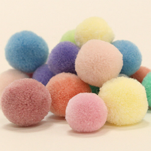 Fur drop decorated pom pom 25mm cotton candy set 10 pieces 76932