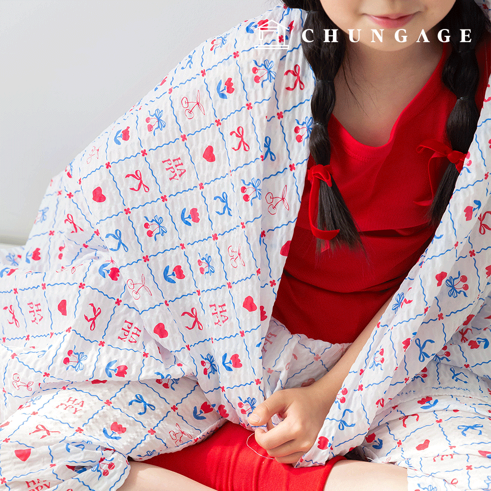 Cooling Ripple Seersucker Fabric Wide Width Floral Pattern Flower Cherry Fabric Kiki R-729