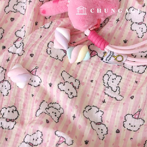 Yoru double gauze fabric cotton Wide Width lovely puppy