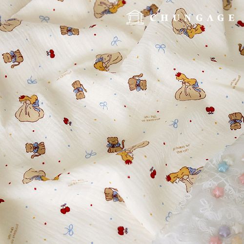 Yoru Double Gauze Fabric Cotton Wide Width Fairy Tale Princess Bowknot