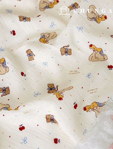 Yoru Double Gauze Fabric Cotton Wide Width Fairy Tale Princess Bowknot
