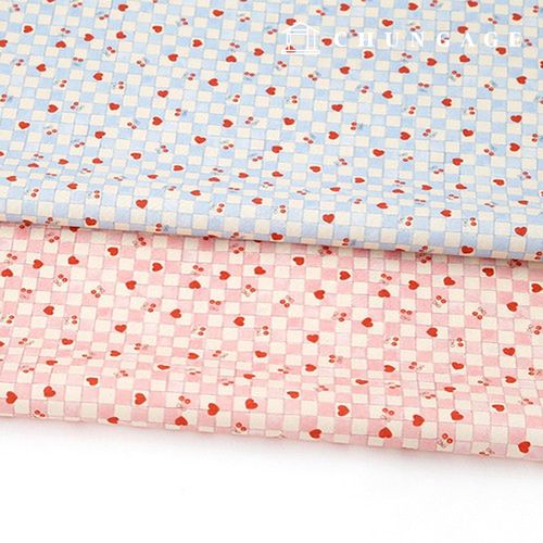 Eco-friendly Antibacterial and Anti-Flame Fabric E-DTP Cotton 20 Count Square Romance Cherry Heart 2 Types